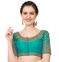 Pujia Mills WomenS Silk Embroidery Sequin Stone Work Readymade Saree Blouse