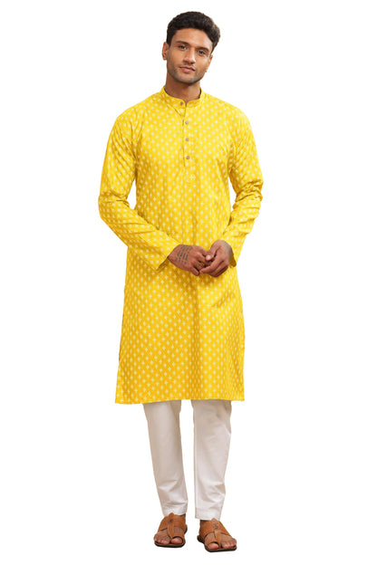 Be Active MenS Cotton Regular Fit Kurta (C-399-3_Yellow