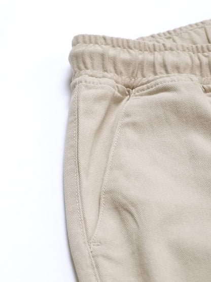 Dennis Lingo Slim FitSolid Beige Cargo Jogger for Men