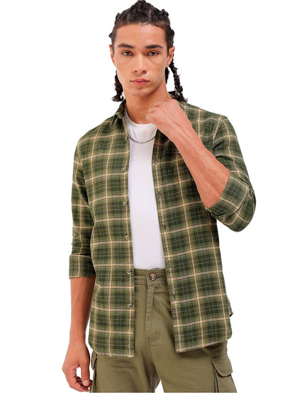 The Indian Garage Co Mens Slim Fit Shirt (1223-SHBCYD-04-02_Green