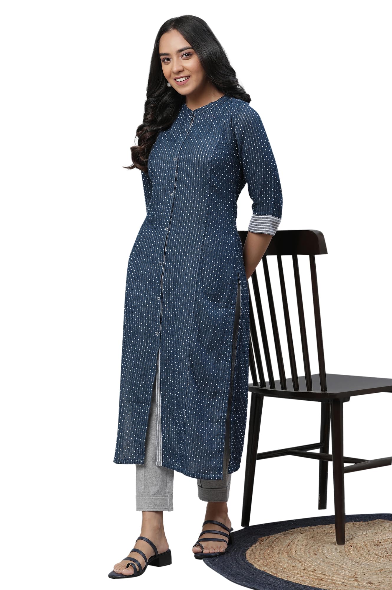 Aurelia Women Cotton Kurta 23AUA14454-702449-Multicoloured-XS White