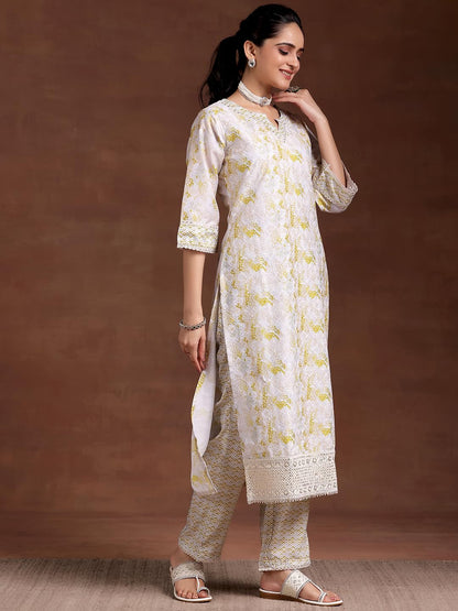 Libas WomenS Cotton Blend Kurta Set (35378_Beige