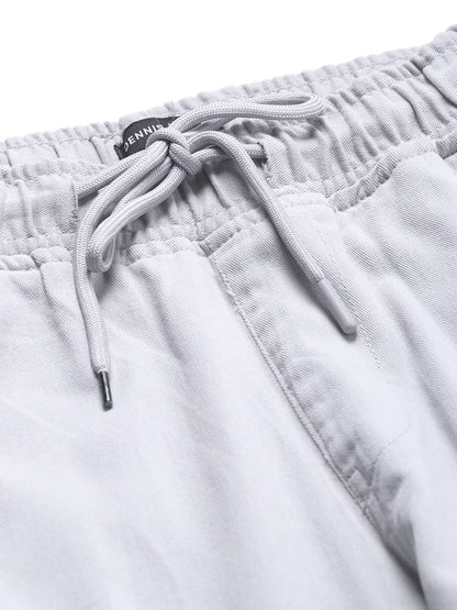 Dennis Lingo Slim Fit Light Grey Solid Cargo Jogger for Men