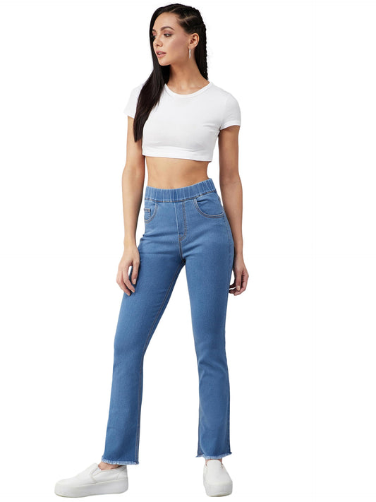 Dolce Crudo WomenS Blue Semi-Bootcut Mid-Rise Clean Look Regular Stretchable Denim Jeans (Doss22Den12-41-115-32, Blue, 32)
