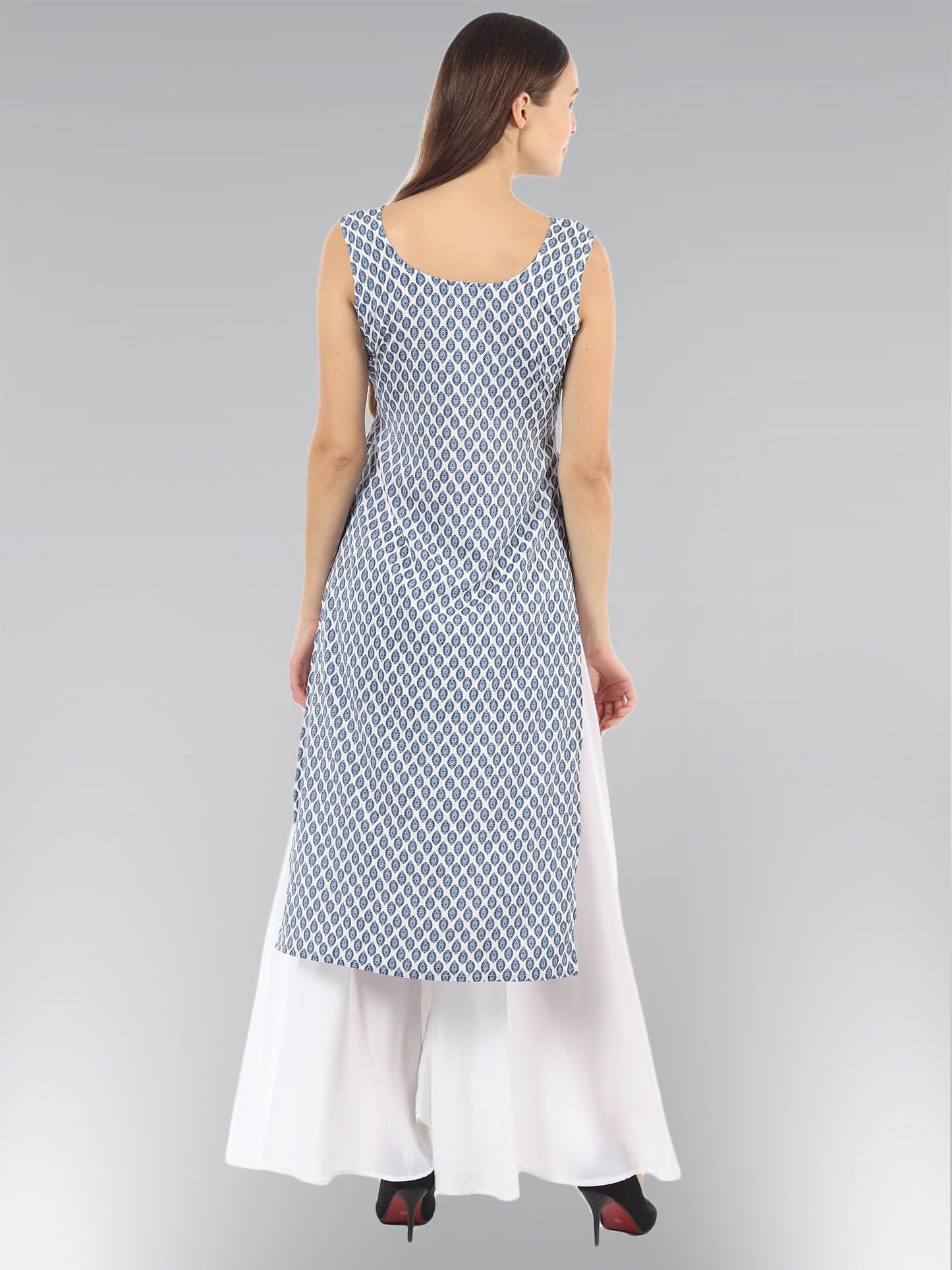 PATLANI Womens Crepe Full Stitched Kurti. Blue