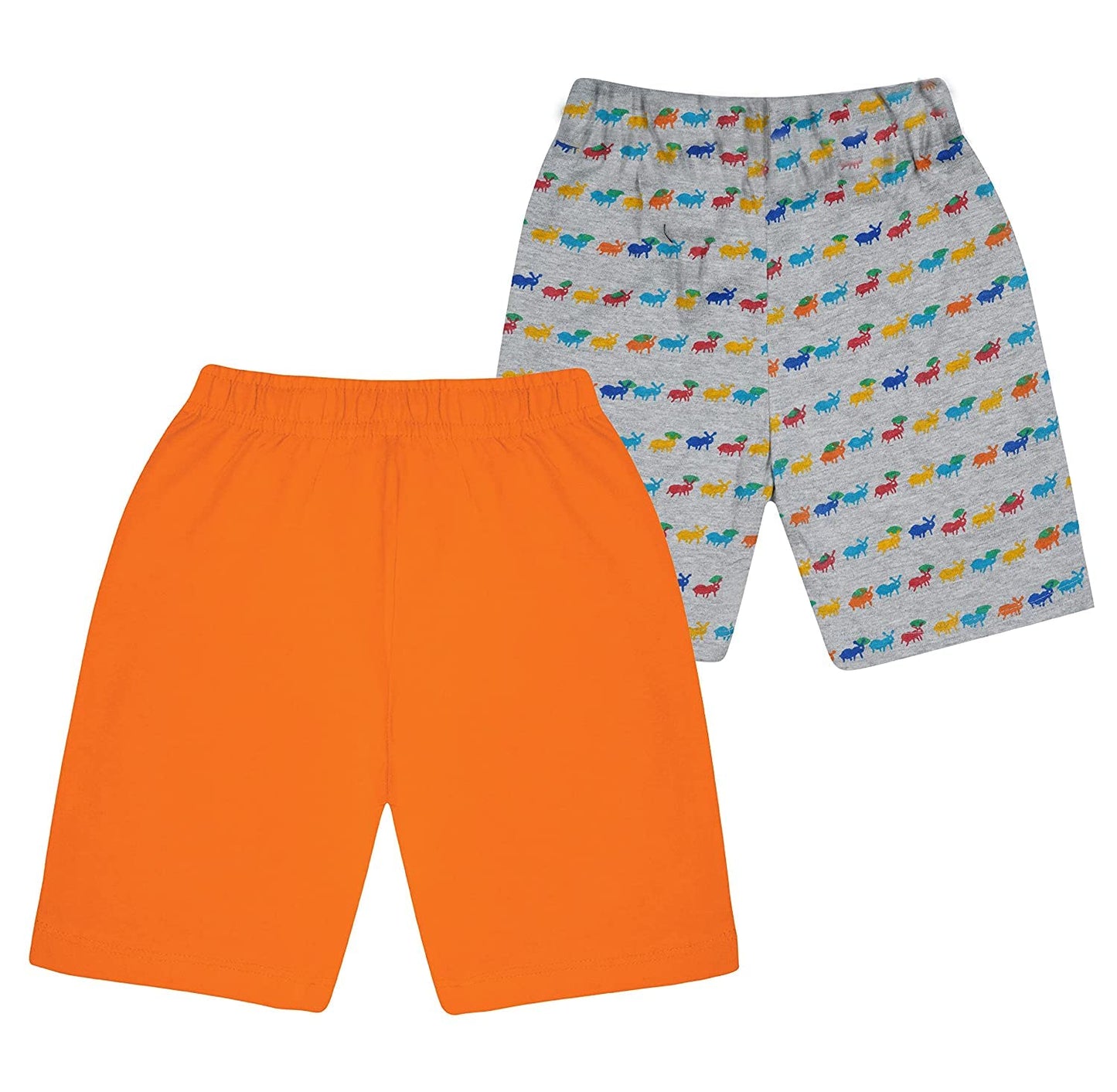 Kyda Kids 100% Cotton Printed Shorts For Boys And Girls - Multicolor Shorts Fo Unisex Kids (Pack Of 2)