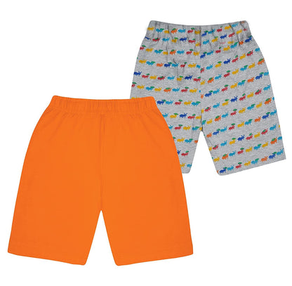 Kyda Kids 100% Cotton Printed Shorts For Boys And Girls - Multicolor Shorts Fo Unisex Kids (Pack Of 2)