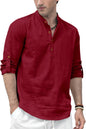 Zombom MenS Solid Cotton Blend Straight Kurta Shirt, Regular Fit Full Sleeve Short Kurta Shirt Maroon