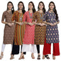 Pinkmint WomenS Crepe Kurti For WomenS Ethnic Printed Kurti For WomenS (Pack Of 5)