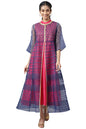 Aurelia WomenS Dark Blue A-Line Floral Printed Gilet With Embroidered Inner Kurta_22Aud10435-503229_Xl