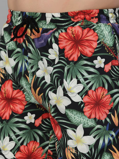 Style Quotient Men Black Floral Printed Sports Shorts