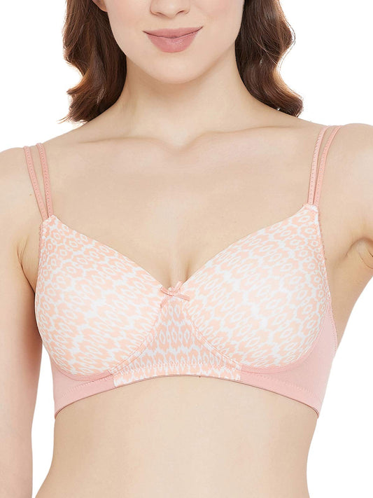 Clovia Womens Nylon Lightly Padded Wire Free T-Shirt Bra (BR1737P3440C_PeachOrange_40C)