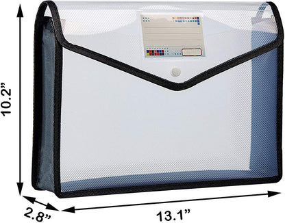 Fedus Document Holder Envelope Folder,File Storage Bag With Snap Button Transparent Plastic File For Documents File Holder/Docum