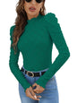 Sugathari Girls & Womens Teal Green Spring/Summer Slim Fit High Neck T-Shirt with Stand Collar, Cap Sleeves and Eyelet Embroid