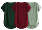 Fabricorn Combo Of Three Plain Maroon, Bottle Green And Sage Green V-Neck Up And Down Cotton Tshirt For Women (Maroon, Bottle Gr