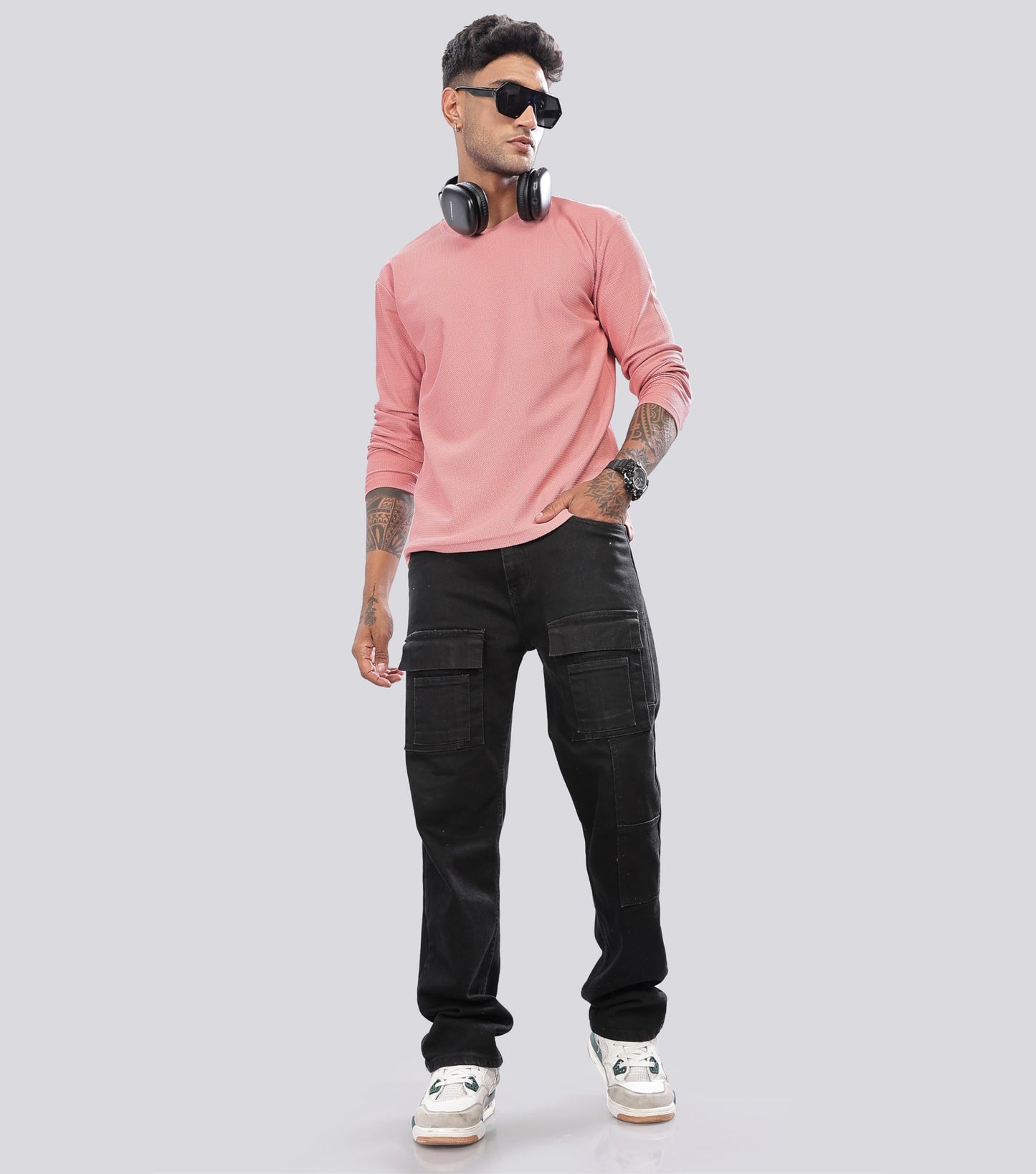 SHODOX Mens Polyblend Regular Fit Long Sleeve Solid Round Neck T-Shirts for Men (Pack of 1)