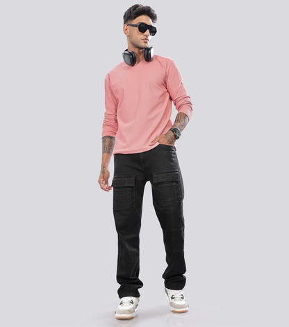 SHODOX Mens Polyblend Regular Fit Long Sleeve Solid Round Neck T-Shirts for Men (Pack of 1)