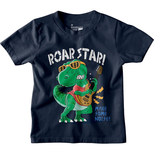 Bon Organik Boys Regular Fit T-Shirt (BON12196_Navy Blue