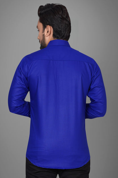 Besix MenS Cotton Blend Solid Shirt With Spread Collared Full Sleeve Button Closure Curved Hem Straight Length And One Pocket |