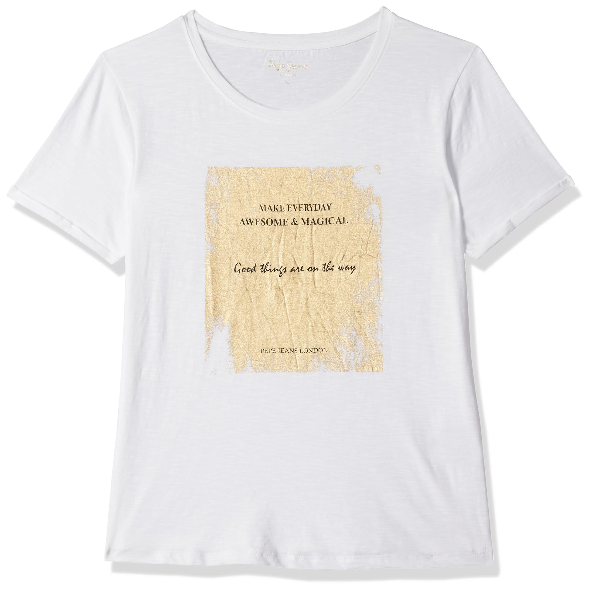 Pepe Jeans Solid Cotton Round Neck WomenS T-Shirt (Pink, Medium)