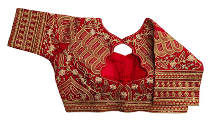 Pujia Mills WomenS Silk Half Sleeve Readymade Embroidery Multi Coding Gold Thread Indian Ethnic Designer Stitched Saree Blouse