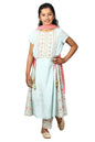 Blue Embroidered Kurta-Palazzo-Dupatta Girls Set