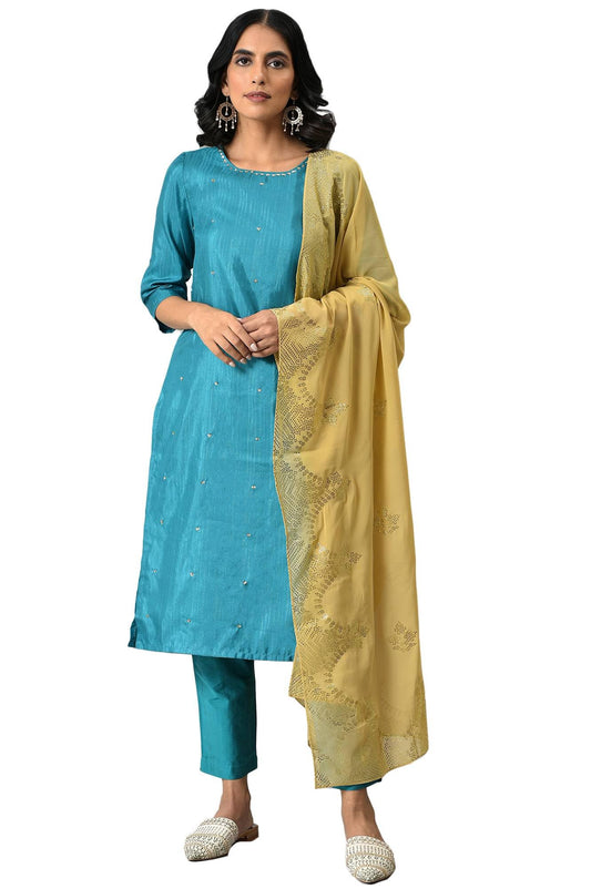 W for Woman Women's Polyester Solid Slim Kurta