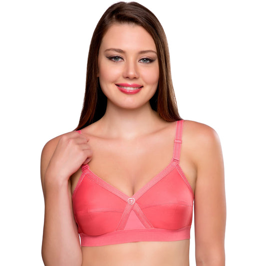 Trylo WomenS Non-Wired Bra (Krutika Plain_Coral_36D)