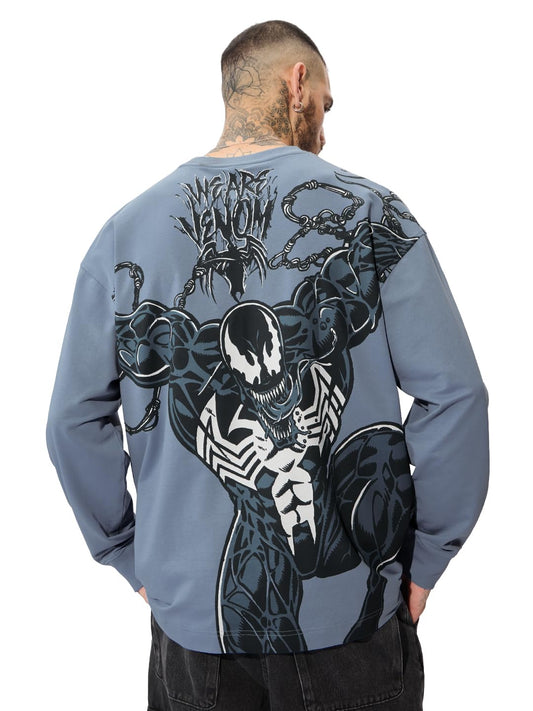 The Souled Store Official Venom: Slurp Men and Boys Reck Neck Multicolor Color Blocked Cotton Oversized Full Sleeve T-Shirts