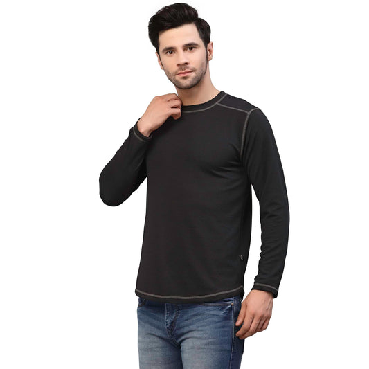 Rigo Polyester T-Shirt for Men | Round Neck, Solid T-Shirt for Men | Full Sleeves T-Shirt for Men | Casual Wear, Stylish T-Shirt