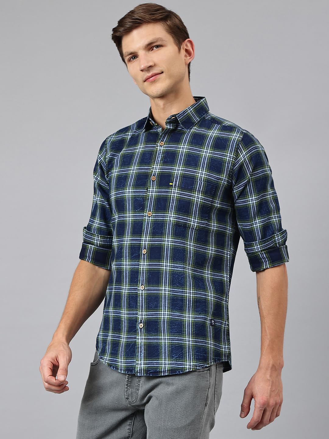 Thomas Scott Checkred Regular Fit Long Sleeve Spread Collar Casual Shirts for Mens