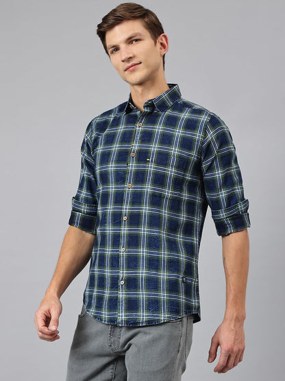 Thomas Scott Checkred Regular Fit Long Sleeve Spread Collar Casual Shirts for Mens