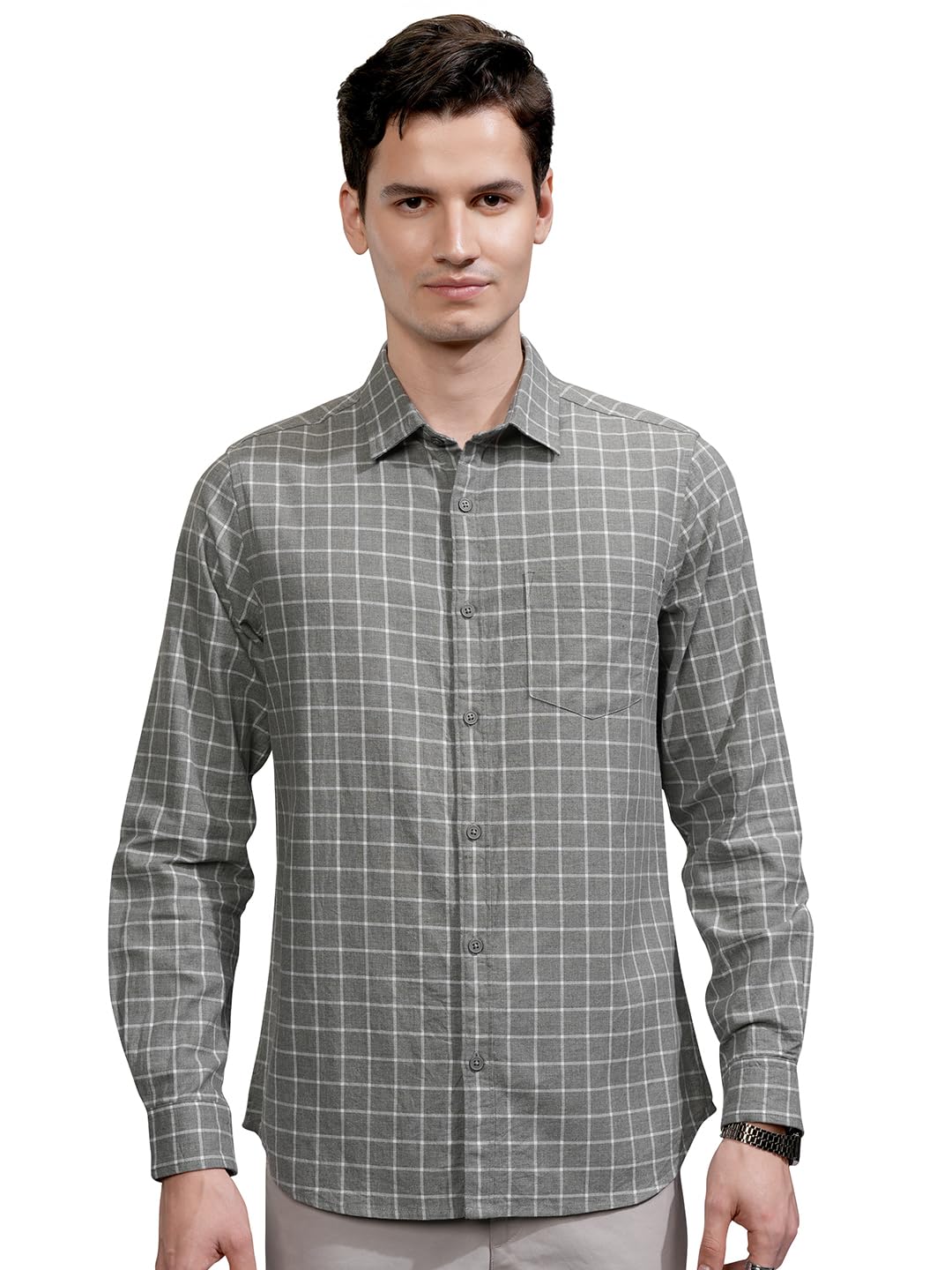 Ketch Men Slim Shirt Khsh002060 Grey M