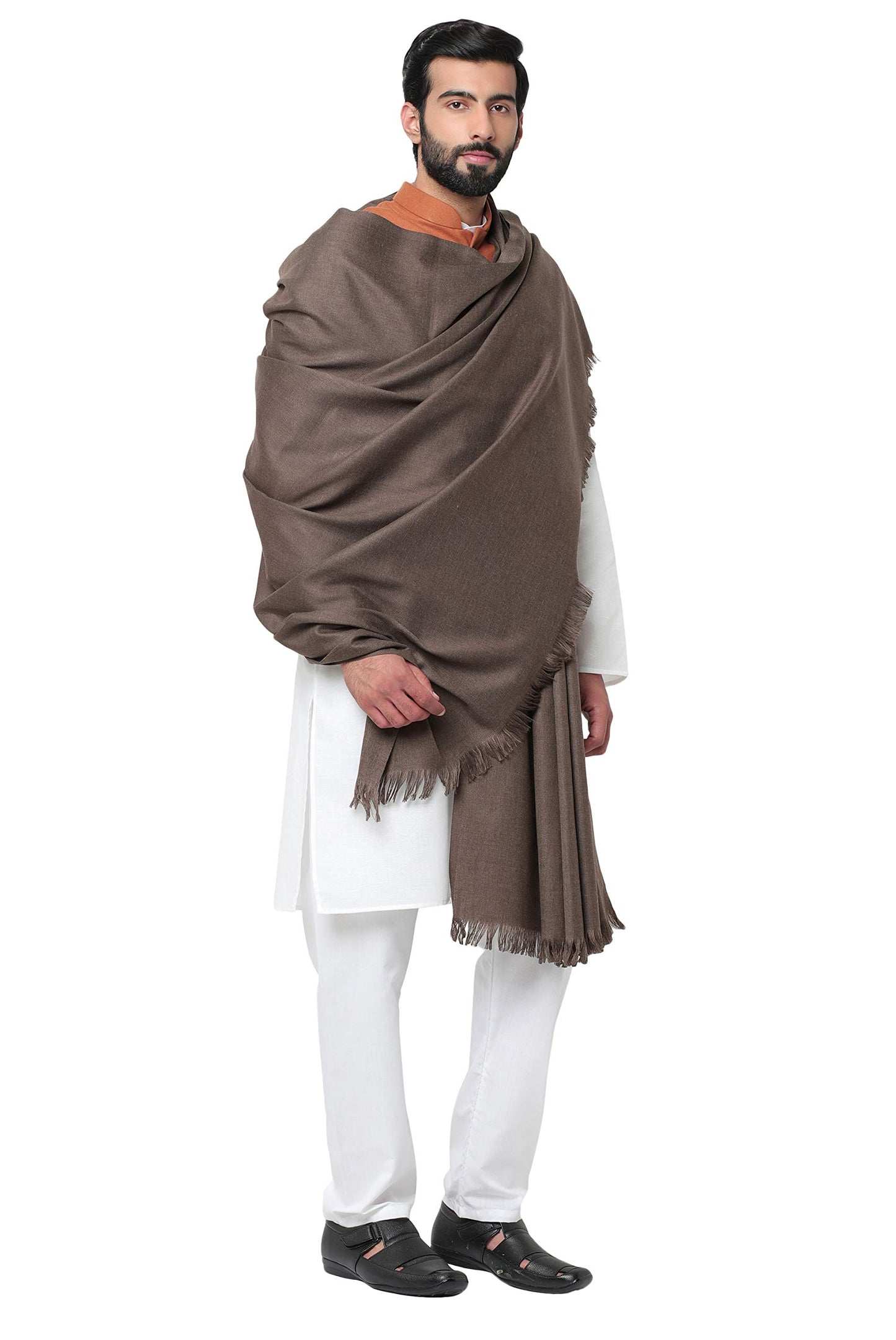 Weavers Villa Mens Plain Woollen Dhariwal Lohi/Shawl, 125cm x 250cm