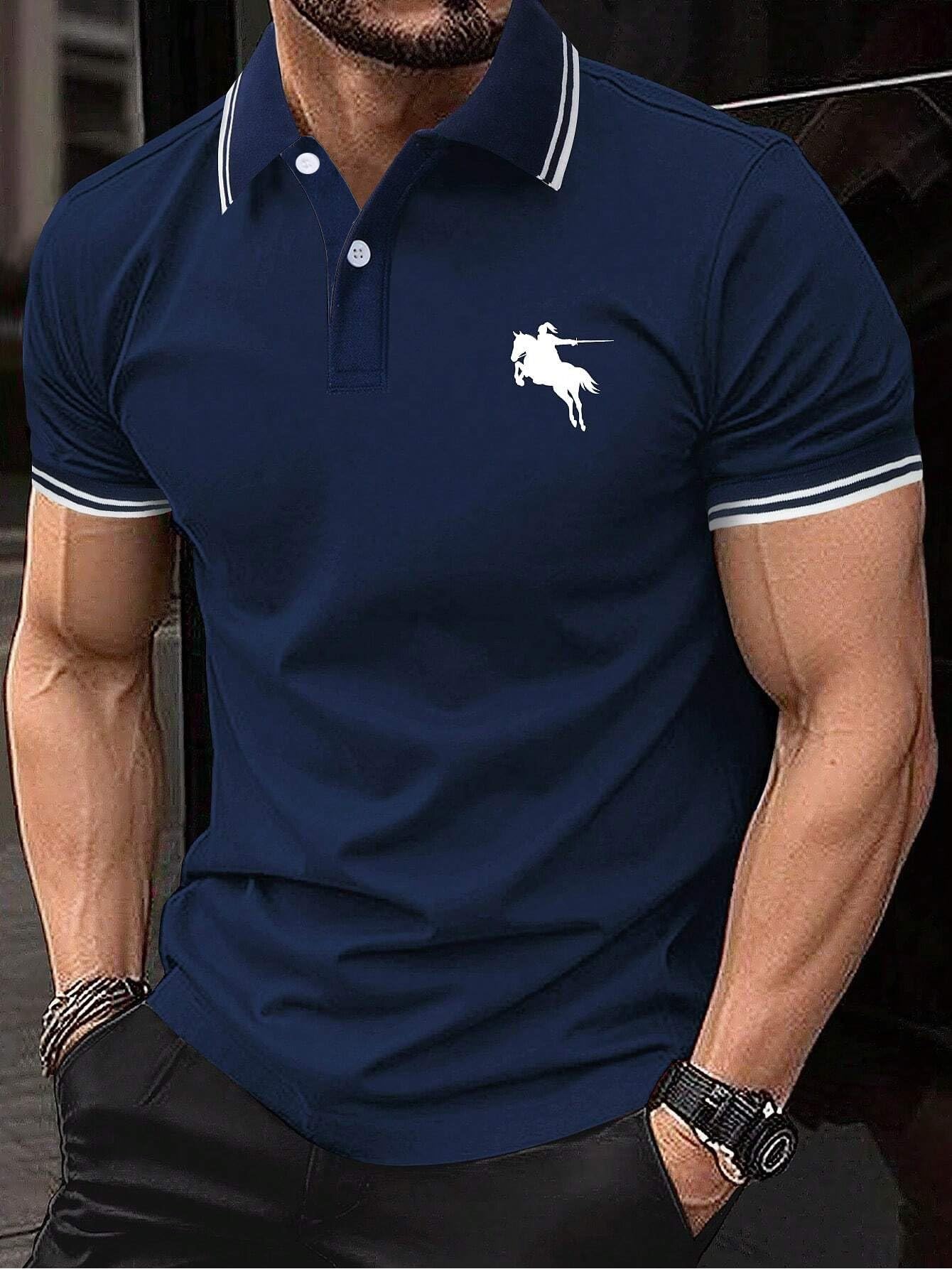 Lymio Men T-Shirt || T-Shirt for Men || Plain T Shirt || T-Shirt (Polo-18-21) (M, Blue)