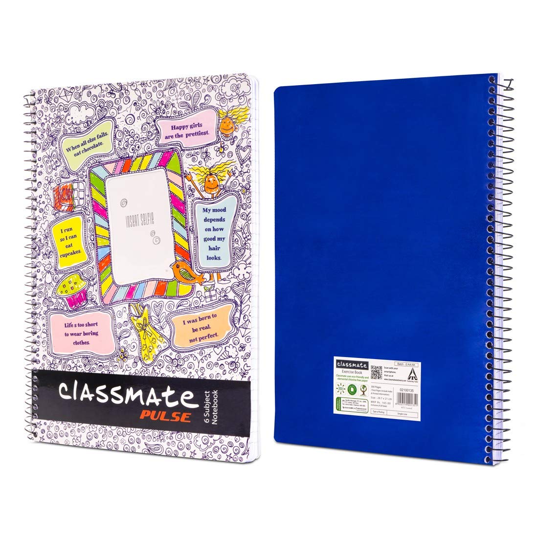 Classmate Pulse 6 Subject Notebook - 302 Pages | Single Line | Spiral Bound Notebook | Soft Cover