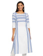 Aurelia WomenS Cotton Striped Pattern Regular Kurta (20Fea11169-700443_Blue_Medium)