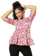 OOMPH! Peplum Tops for Women, Pink - mt797