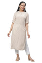 Aurelia Women's Brown Geometric Yarn Dyed Viscose Straight Kurta_23AUA14479-704531_S