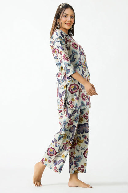 Toochki WomenS Multi Color Floral Printed Reyon Stitched Co-Ord Set Dress | Relaxed Fit For Women | Two Piece Set Kurta & Plazz