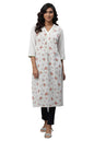 Aurelia Women'S White Floral Printed Cotton Blend Straight Kurta_23Aua14493-507455_M