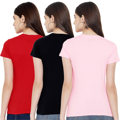 Preneum Womens Cotton Regular Fit Latest Graphic Stylish Printed Short Sleeves Casual T-Shirt || Trends & Stylish (Pack 3), Bab