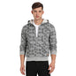 Campus Sutra Mens Grey Abstract Checks Hoodie with Insert Pocket for Casual Wear | Hooded Neck | Long Sleeve | Zipper Closure |