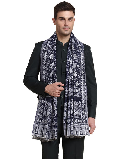 Weavers Villa Mens Acro Wool Blend Shawl - Handloom Woven Kullu Pattern - Stoles for Men - Gents Shawls - Soft & Warm Wrap - Id