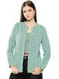 Aarika Womens Casual Wear Green Colour Zig Zag Woolen Cardigan (S-L)