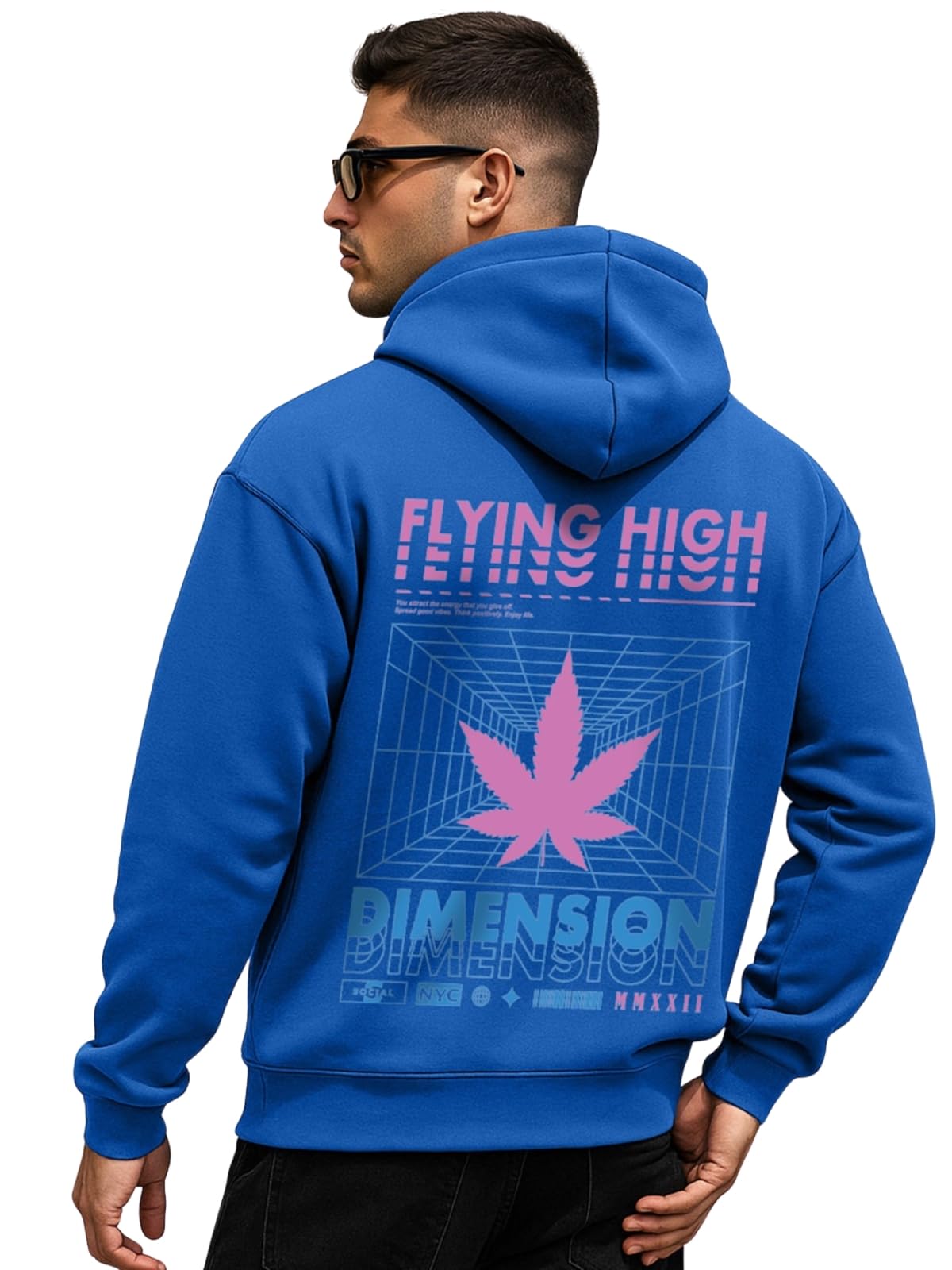 Veirdo Cotton Fleece Regular Fit Hoodie Full Sleeve Dimension Back Graphic Printed Jumper Sweatshirt