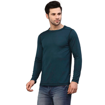 Rigo Men Teal Poly Corduroy T-Shirt