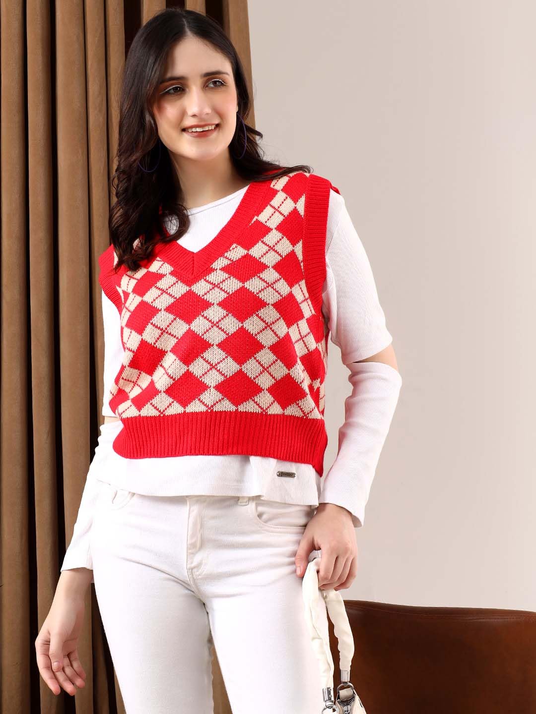 Kotty WomenS Trendy Sleeveless Sweater Vests  Perfect For Layering And Smart-Casual Outfits(Multicolored,L)
