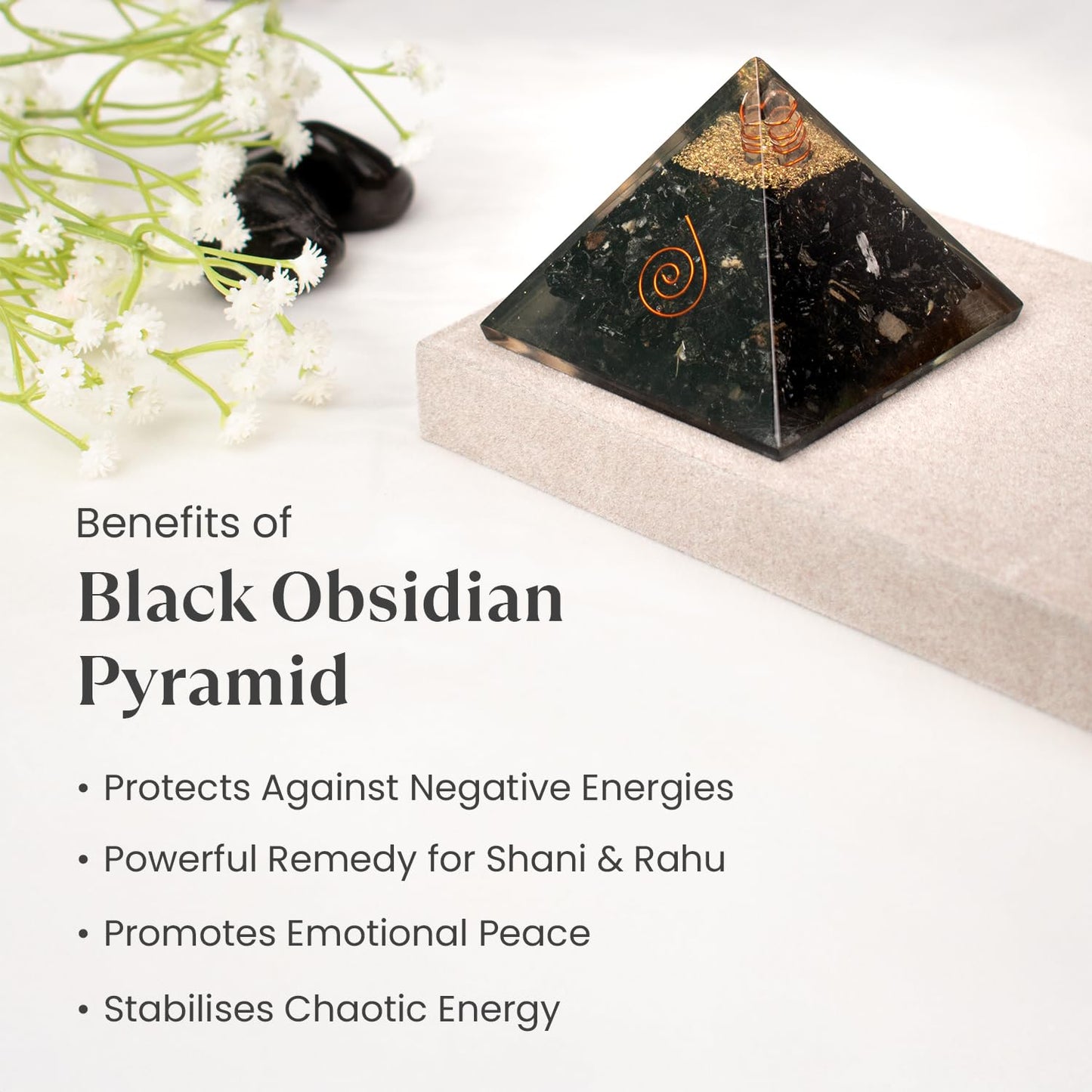 Astrotalk Black Obsidian Resin Pyramid | Protection, Grounding & Healing Energy Pyramid | Vastu Items for Home Decor | Office Table Decoration Items | Gift for Man & Woman