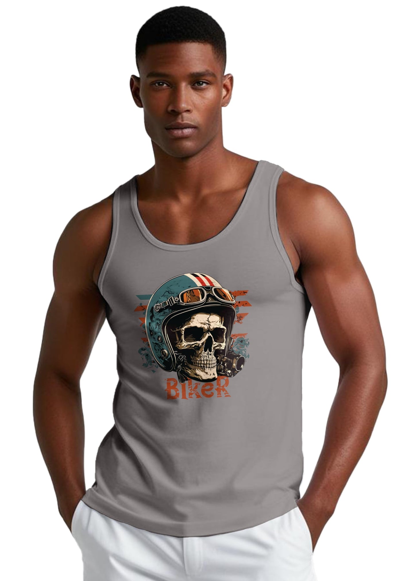 Peppyzone Mens Regular Fit Vest (TT-Biker 11-15_Grey2